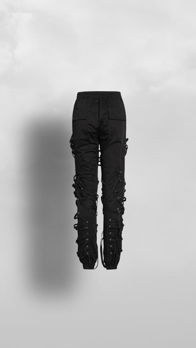 "Ominira" Black on Black Laced Up Pants - Afro Soca Love Supply