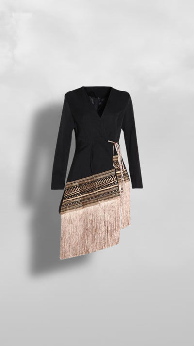 "Uzuri" Black On Natural Blazer - Afro Soca Love Supply