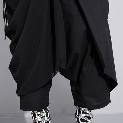 "Umeme" Black Oversized Cross Pants - Afro Soca Love Supply