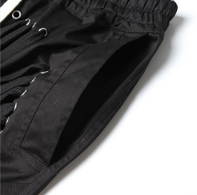 "Ominira" Black on Black Laced Up Pants - Afro Soca Love Supply