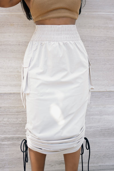 "Mizigo" Cream Cargo Skirt - S Afro Soca Love Supply